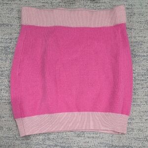 Cider‎ Pink Bubble Mini Skirt with Ribbed Texture
